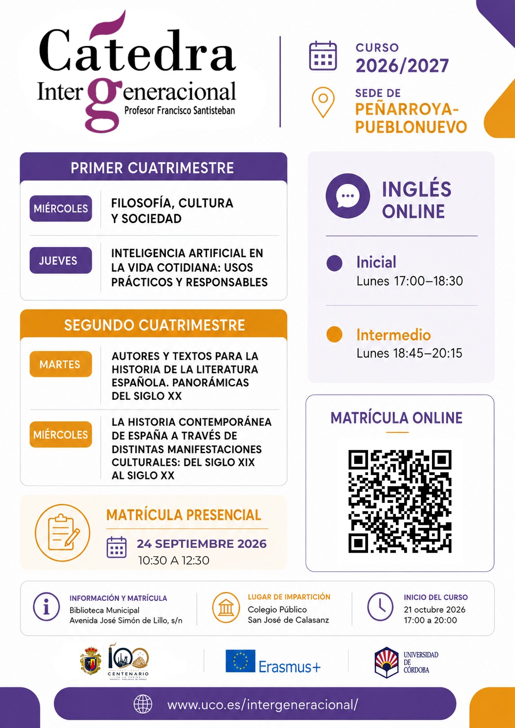 La Cátedra Intergeneracional de la UCO regresa a Peñarroya-Pueblonuevo con formación en inteligencia artificial, cultura e historia